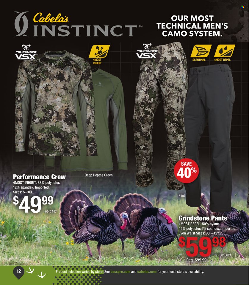 thumbnail - Bass Pro Shops Flyer - Sales products - pants. Page 12.