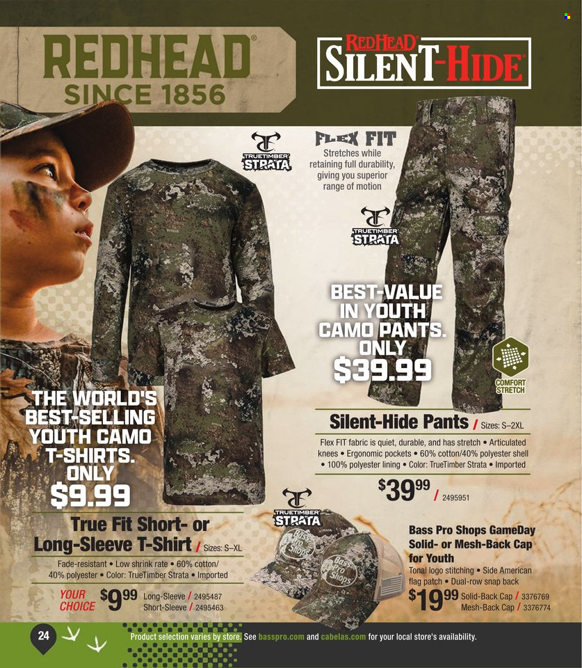 thumbnail - Bass Pro Shops Flyer - Sales products - pants, t-shirt, Bass Pro, Shell. Page 24.