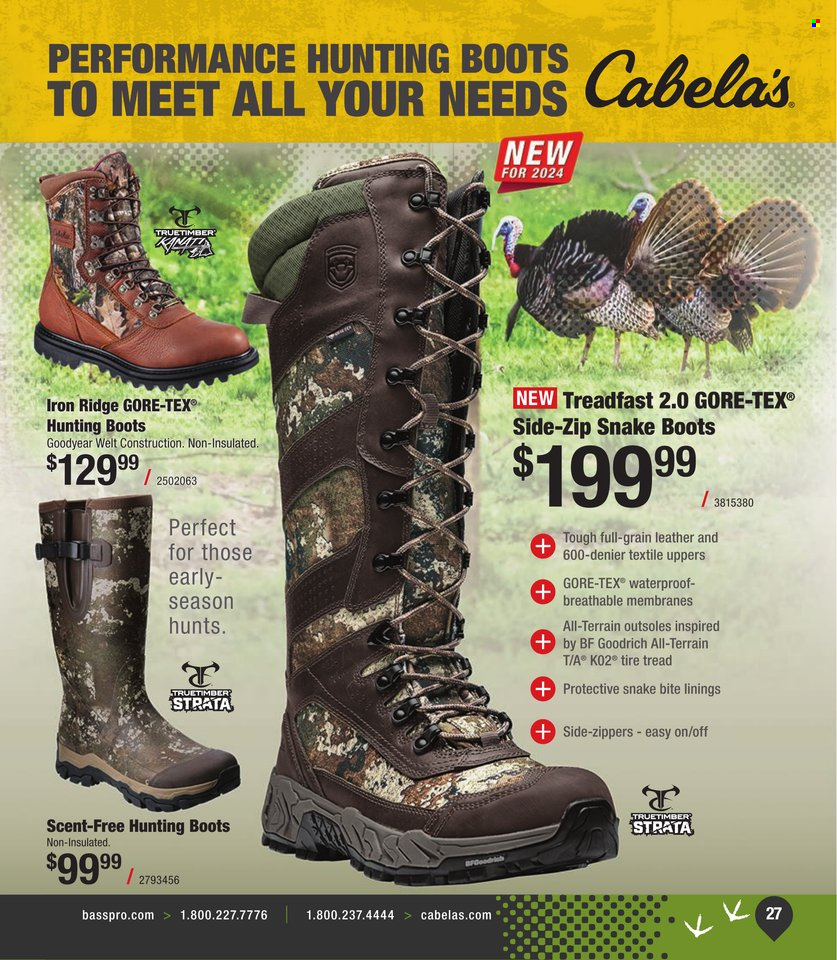thumbnail - Bass Pro Shops Flyer - Sales products - boots, hunting boots. Page 27.