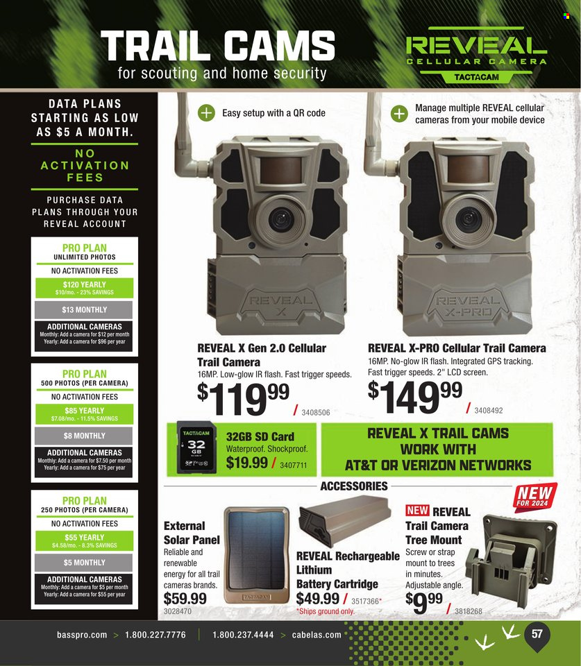 thumbnail - Bass Pro Shops Flyer - Sales products - trail cam, strap. Page 57.
