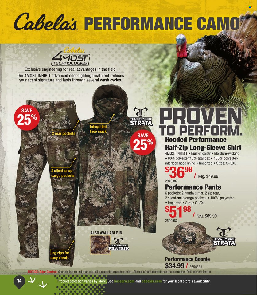 thumbnail - Cabela's Flyer - Sales products - pants, long-sleeve shirt, shirt, face mask. Page 14.