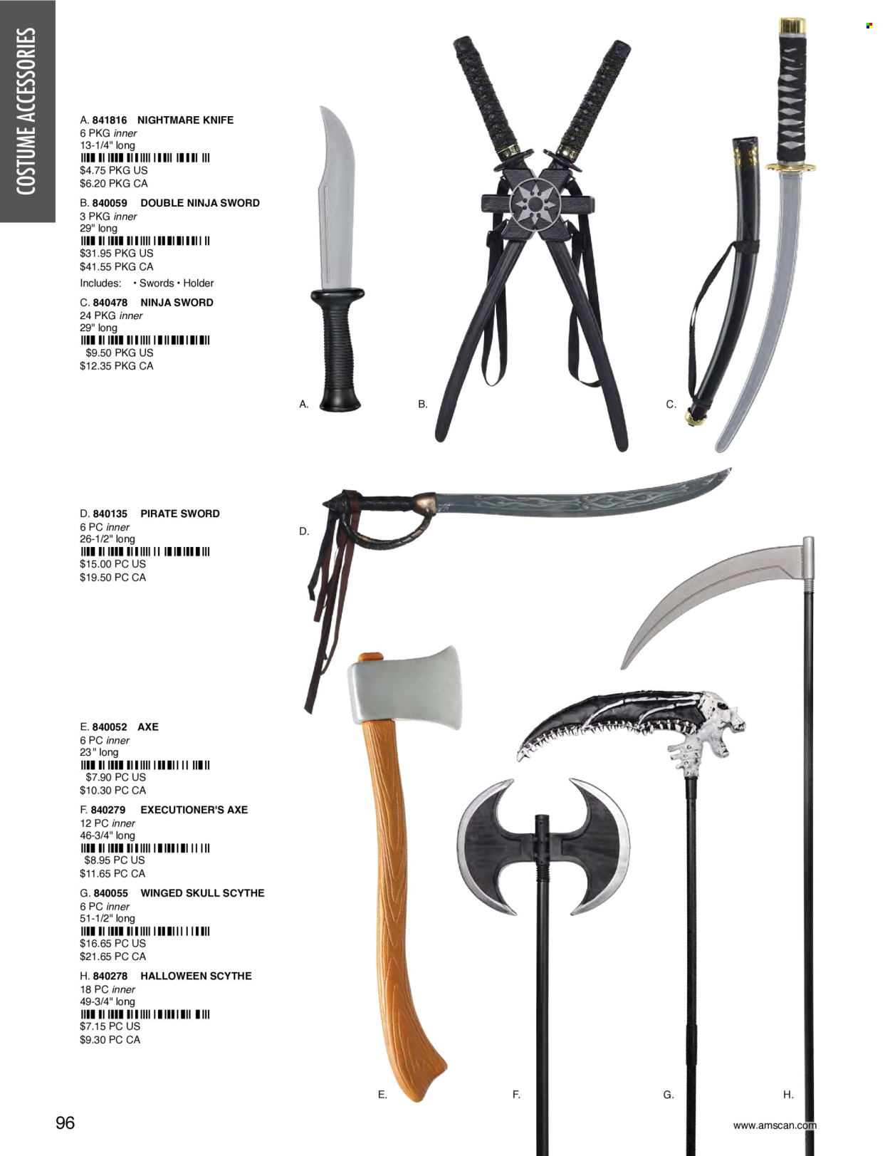 thumbnail - Amscan Flyer - Sales products - knife, holder, Halloween, costume. Page 99.