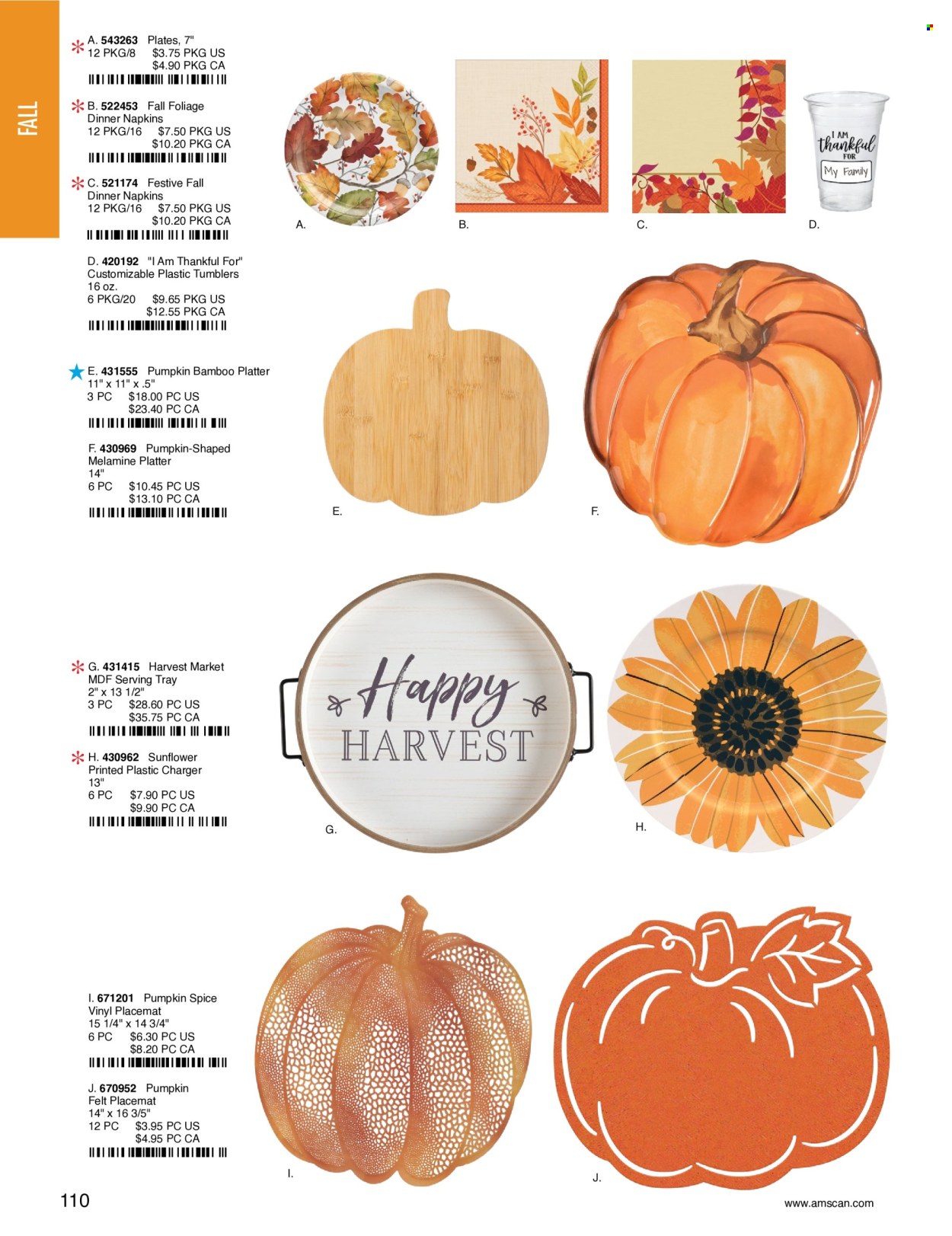thumbnail - Amscan Flyer - Sales products - napkins, tray, tumbler, plate, platters, serving tray, placemat. Page 113.
