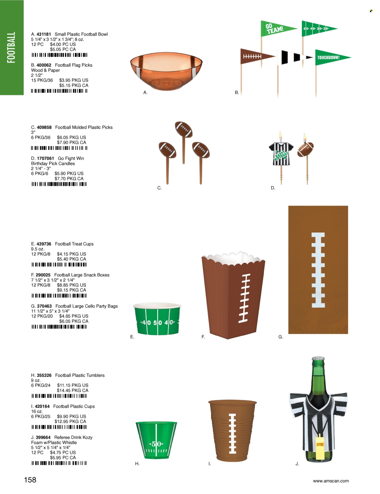 thumbnail - Amscan Flyer - Sales products - tumbler, cup, bowl, paper, Cello, candle, plastic cup, flag. Page 161.