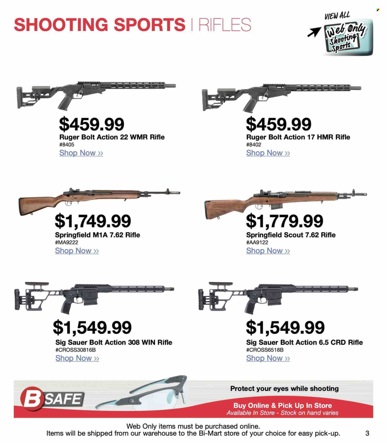 thumbnail - Bi-Mart Flyer - Sales products - safe, rifle, bolt. Page 3.
