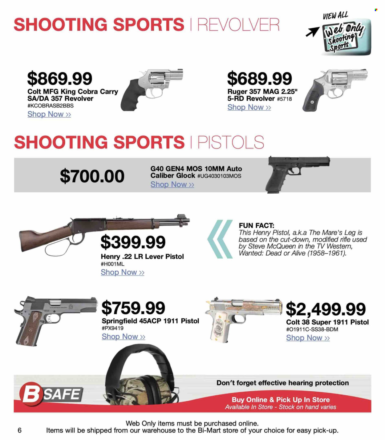 thumbnail - Bi-Mart Flyer - Sales products - beer, Cobra, TV, rifle, hearing protection. Page 6.