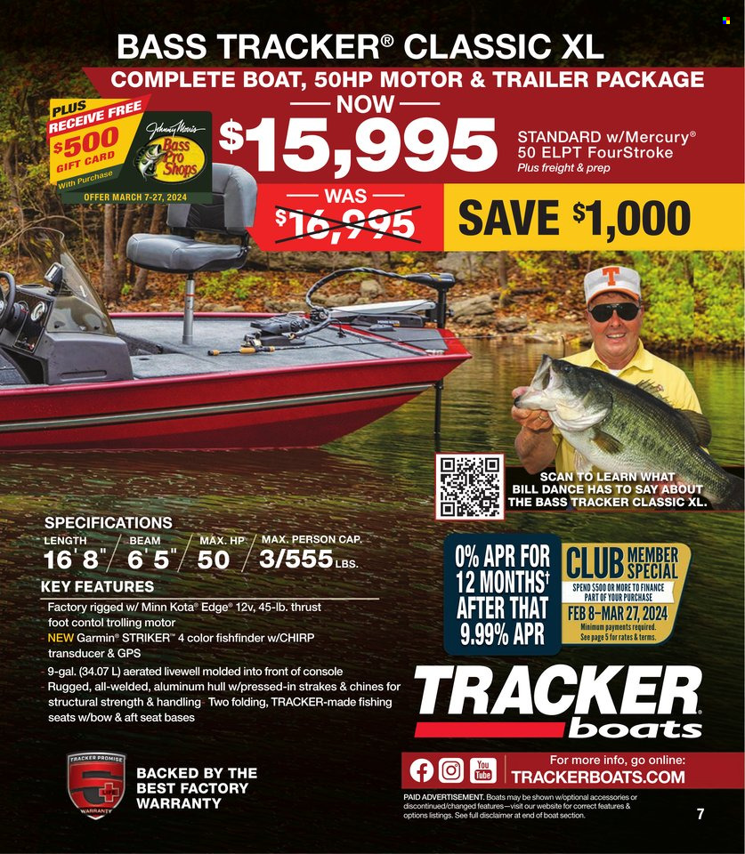 thumbnail - Bass Pro Shops Flyer - Sales products - Garmin, Bass Pro, fish finder, boat, trailer. Page 7.