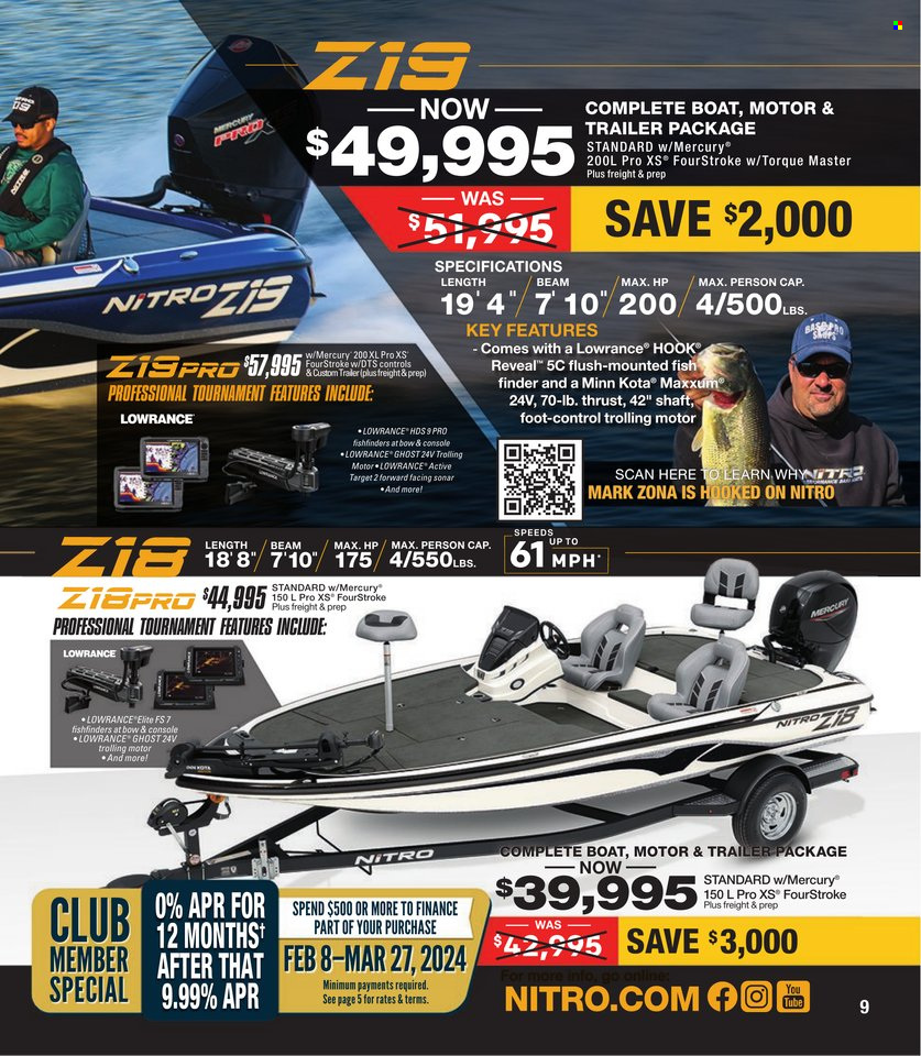 thumbnail - Bass Pro Shops Flyer - Sales products - fish, fish finder, Lowrance, boat, trailer. Page 9.