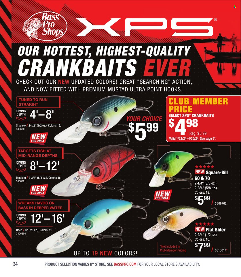 thumbnail - Bass Pro Shops Flyer - Sales products - fish, Bass Pro. Page 34.
