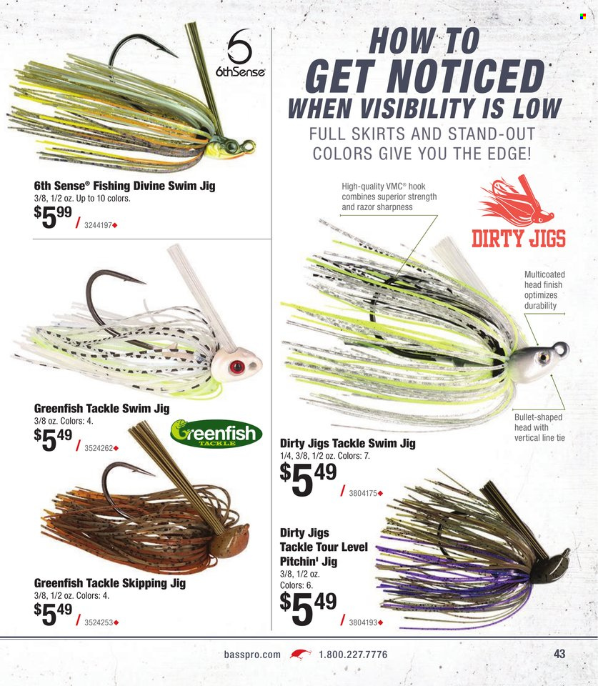 thumbnail - Bass Pro Shops Flyer - Sales products - razor, jig. Page 43.