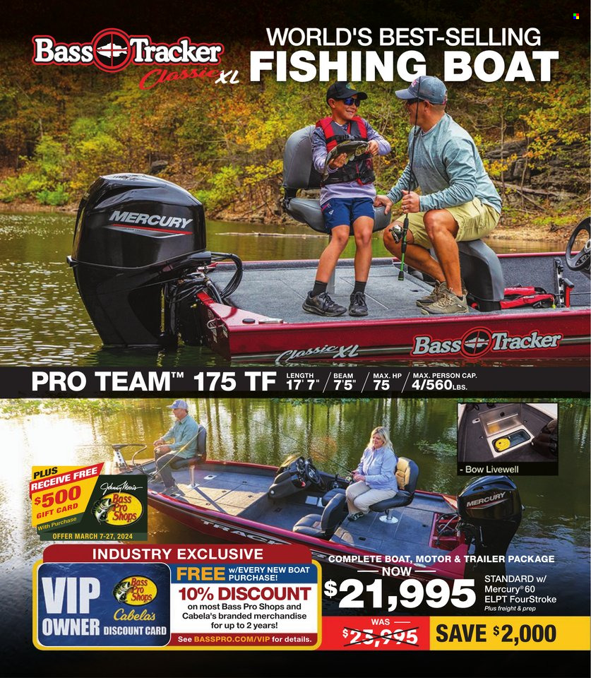 thumbnail - Cabela's Flyer - Sales products - Bass Pro, boat, trailer. Page 6.