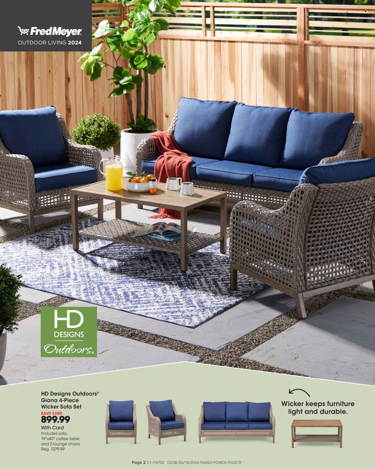 thumbnail - Fred Meyer Flyer - 03/06/2024 - 06/18/2024 - Sales products - chair, table, sofa, seating set, lounge, coffee table. Page 2.