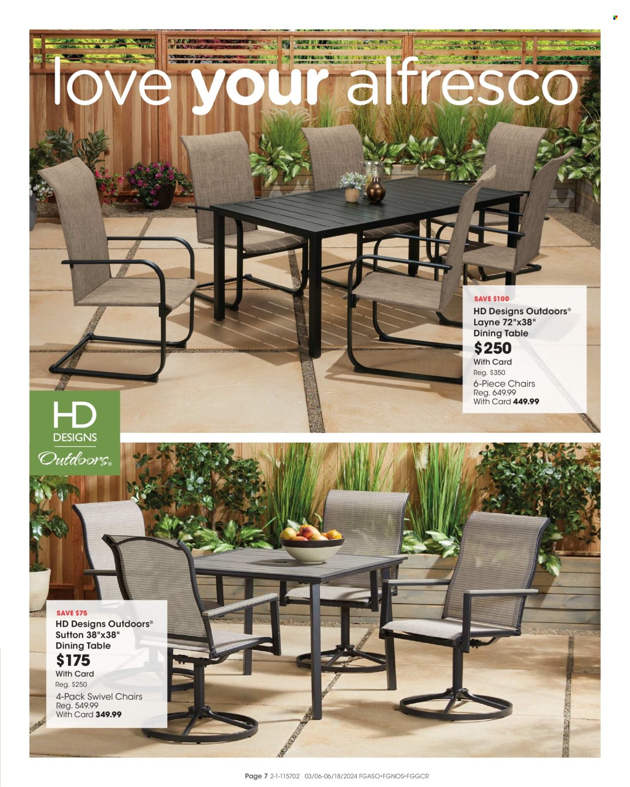 thumbnail - Fred Meyer Flyer - 03/06/2024 - 06/18/2024 - Sales products - chair, dining table, table. Page 7.
