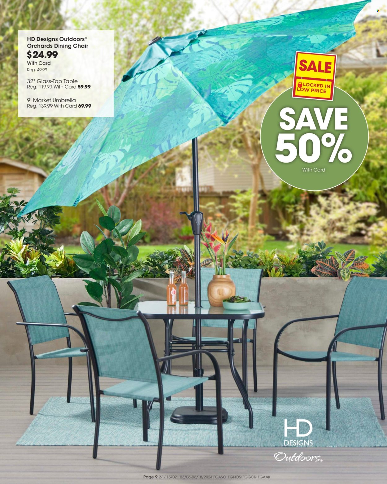 thumbnail - Fred Meyer Flyer - 03/06/2024 - 06/18/2024 - Sales products - chair, table, dining chair, umbrella. Page 10.