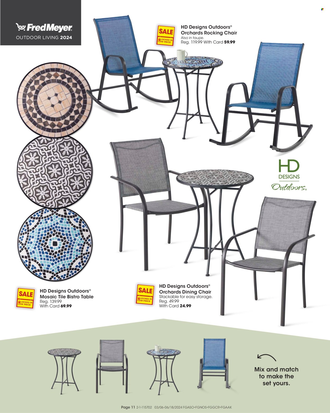 thumbnail - Fred Meyer Flyer - 03/06/2024 - 06/18/2024 - Sales products - chair, table, dining chair, rocking chair, coctail table. Page 13.
