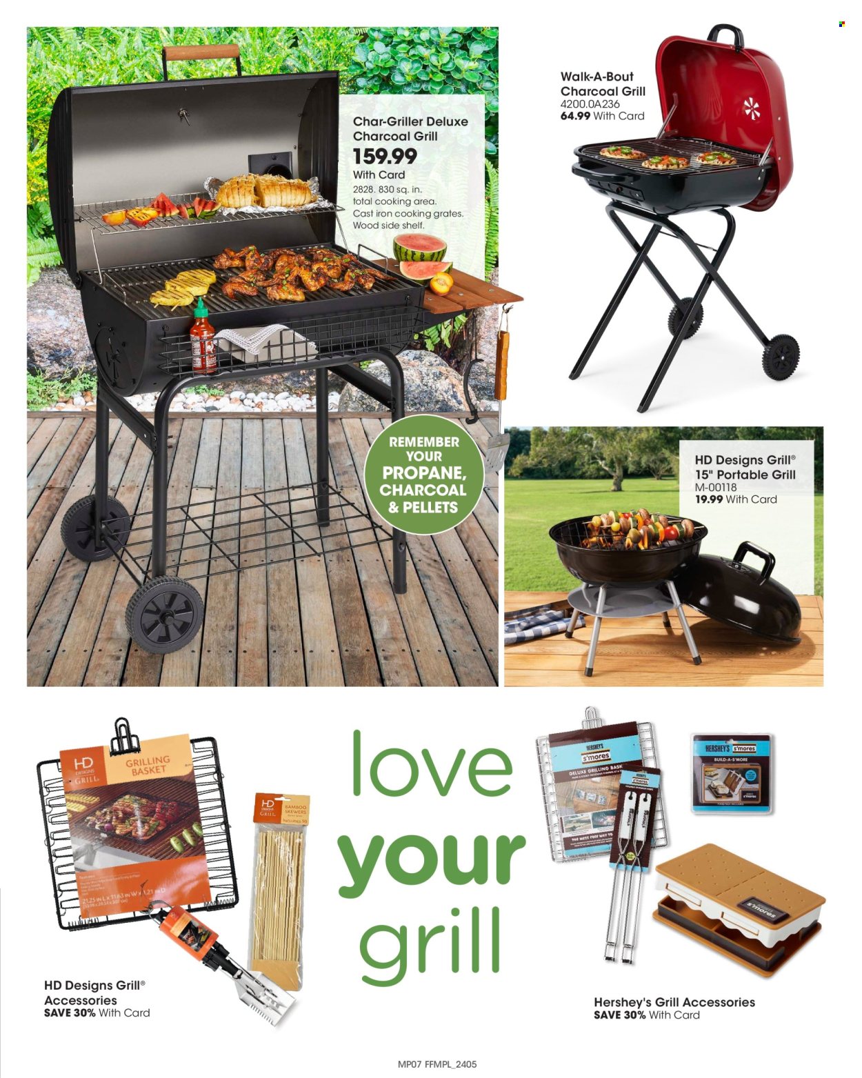 thumbnail - Fry’s Flyer - 03/06/2024 - 06/18/2024 - Sales products - Hershey's, basket, shelves, grill, grill accessories, charcoal grill. Page 7.