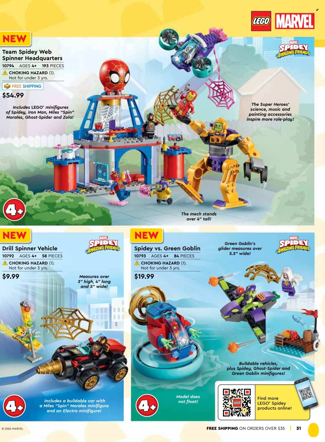 thumbnail - LEGO Flyer - Sales products - building blocks, doll, LEGO, toys, vehicle, minifigure, Marvel, Spiderman, spinner. Page 33.