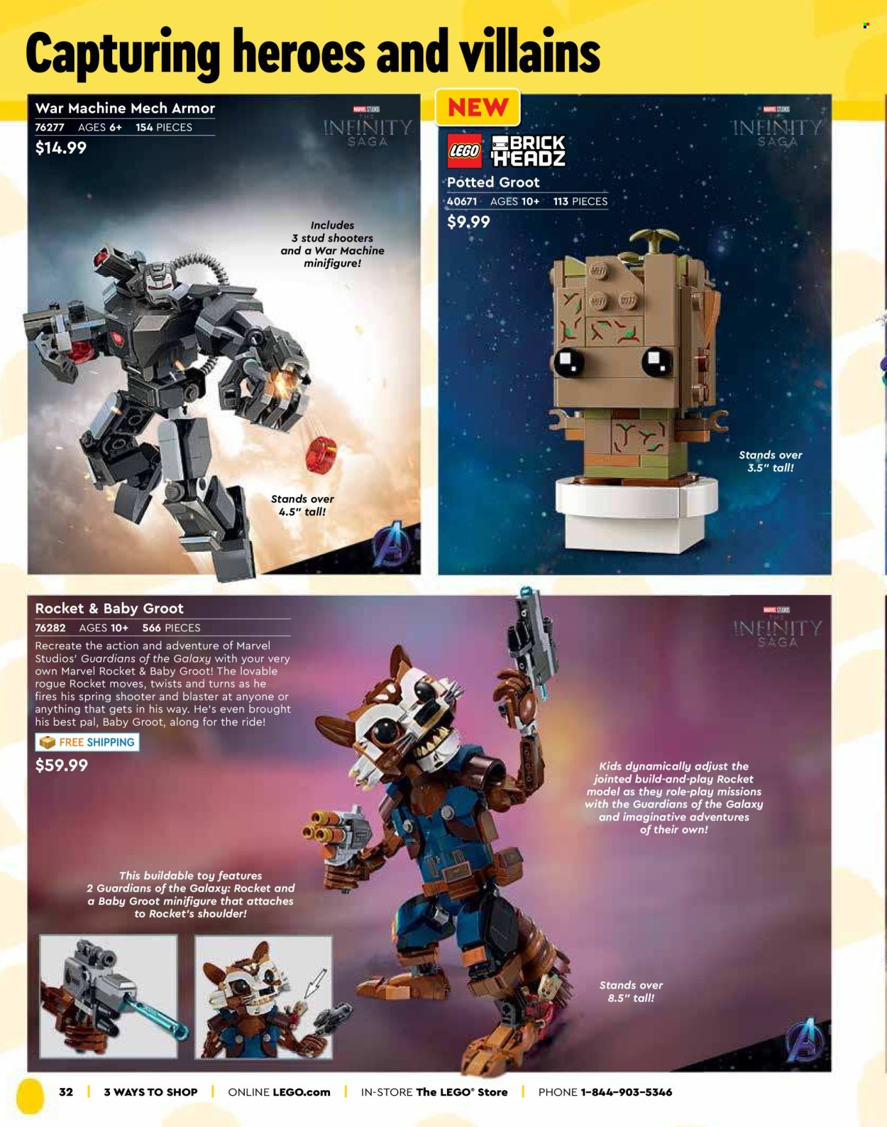 thumbnail - LEGO Flyer - Sales products - building blocks, LEGO, rocket, toys, minifigure, Marvel, Spiderman. Page 34.