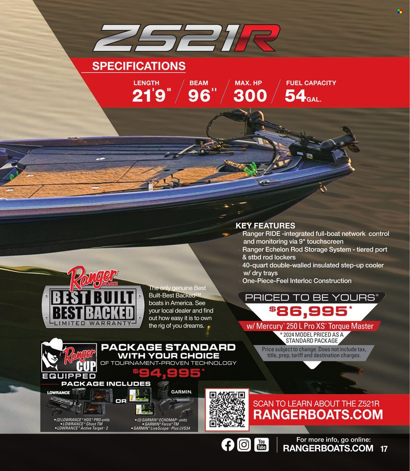 thumbnail - Bass Pro Shops Flyer - Sales products - Garmin, Lowrance, boat. Page 17.