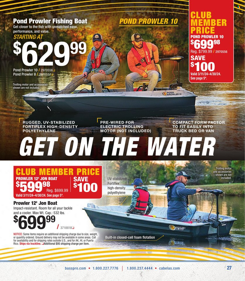 thumbnail - Bass Pro Shops Flyer - Sales products - fish, bed. Page 27.