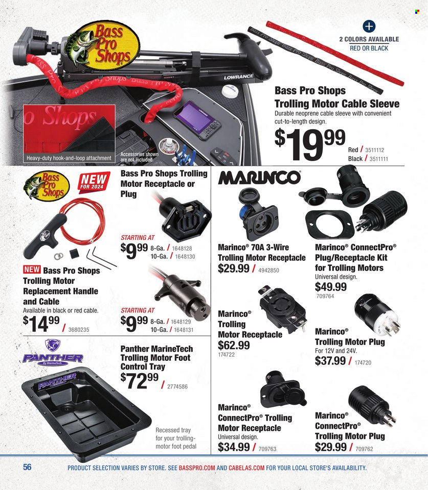 thumbnail - Bass Pro Shops Flyer - Sales products - Bass Pro, Lowrance, neoprene, tray. Page 56.