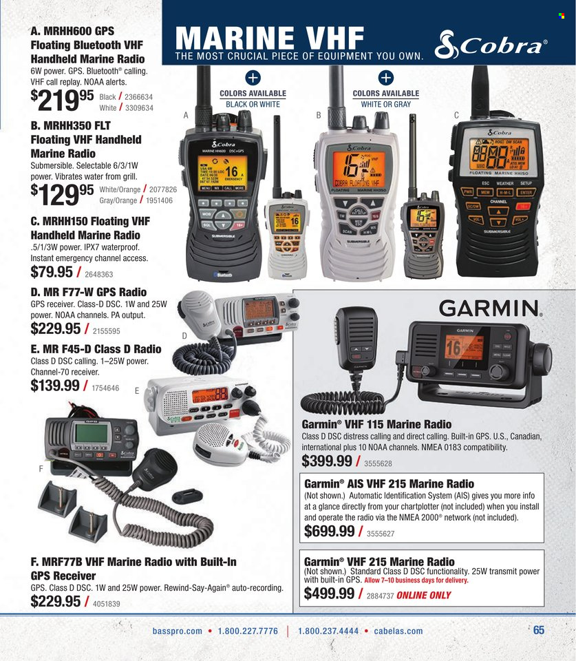 thumbnail - Bass Pro Shops Flyer - Sales products - Garmin, receiver. Page 65.