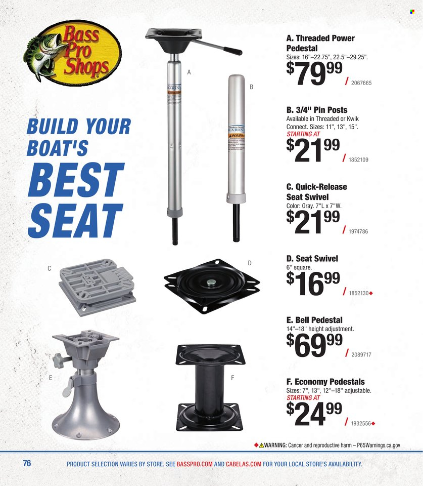 thumbnail - Bass Pro Shops Flyer - Sales products - Bass Pro. Page 76.