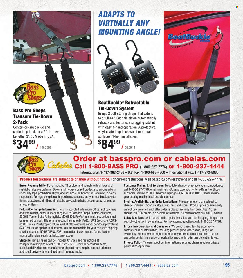 thumbnail - Bass Pro Shops Flyer - Sales products - Bass Pro, boat, crossbow, hand tools. Page 95.