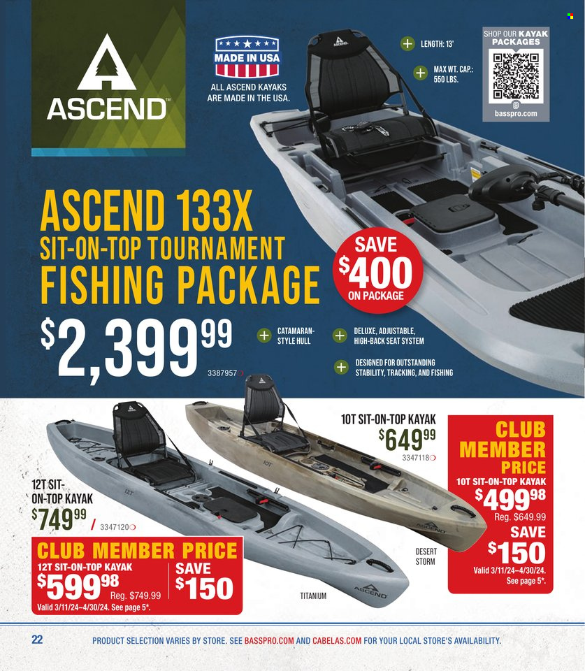 thumbnail - Cabela's Flyer - Sales products - kayak. Page 22.