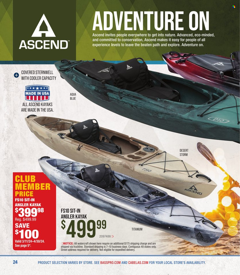 thumbnail - Cabela's Flyer - Sales products - kayak. Page 24.