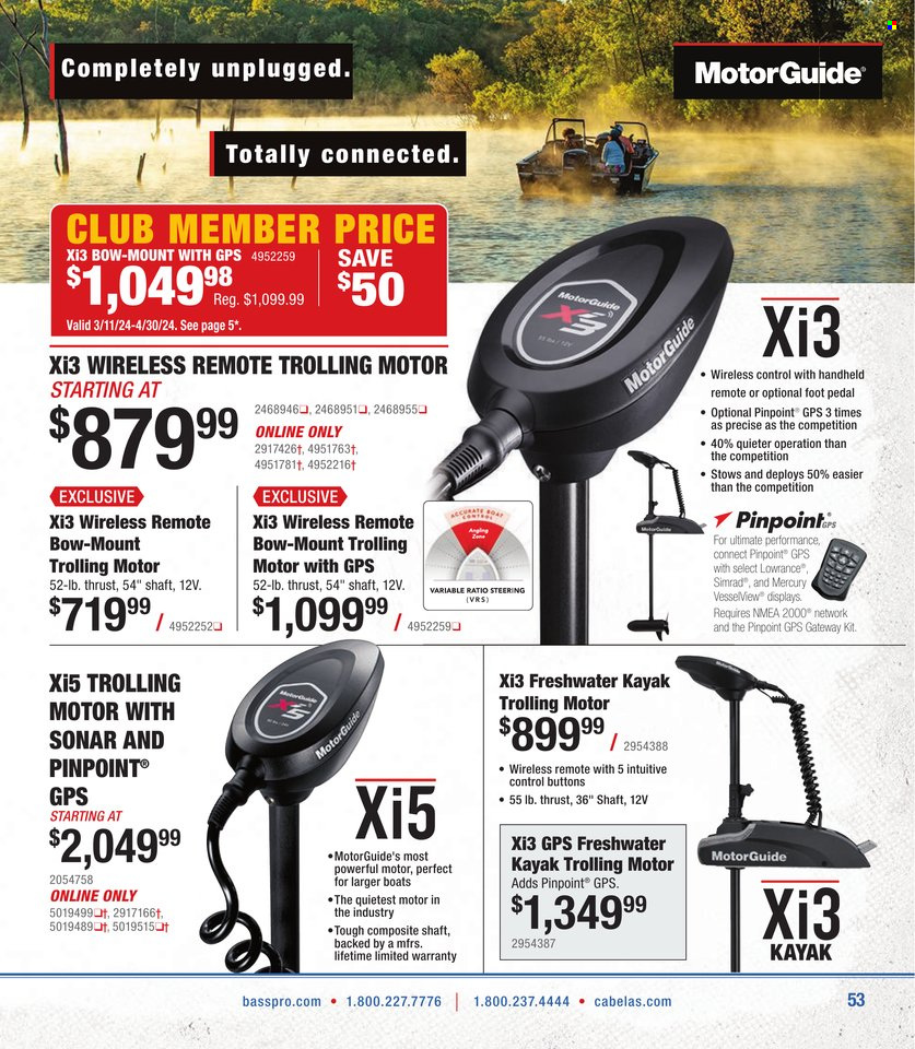 thumbnail - Cabela's Flyer - Sales products - gateway, Lowrance, kayak. Page 53.