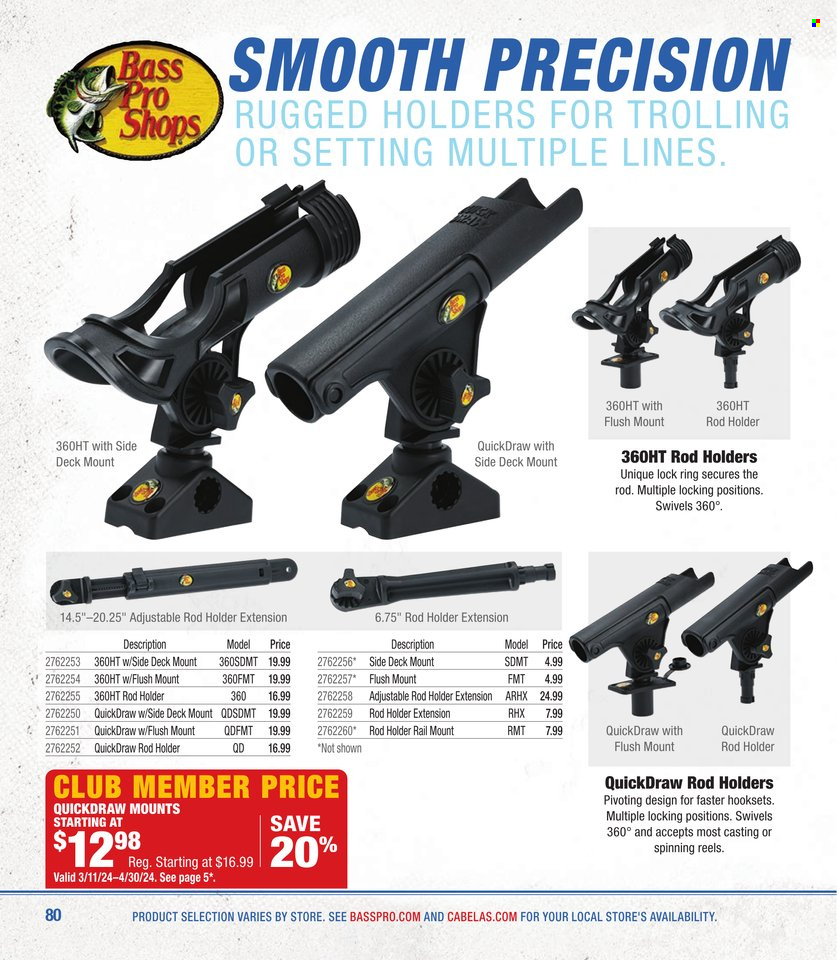 thumbnail - Cabela's Flyer - Sales products - Bass Pro, rod holder. Page 80.