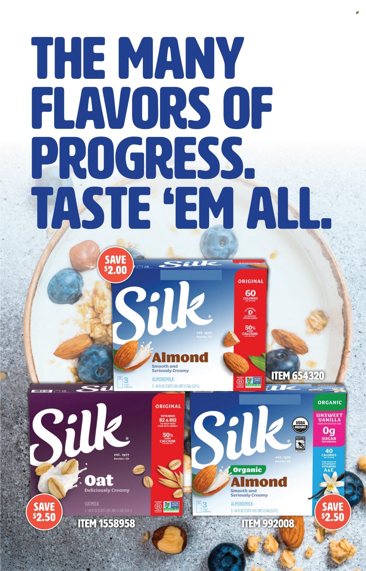 thumbnail - Costco Flyer - 04/01/2024 - 04/28/2024 - Sales products - Silk, almond milk, oat milk, plant-based milk, chocolate, Dairy Milk, sugar, calcium, dietary supplement, vitamins. Page 29.