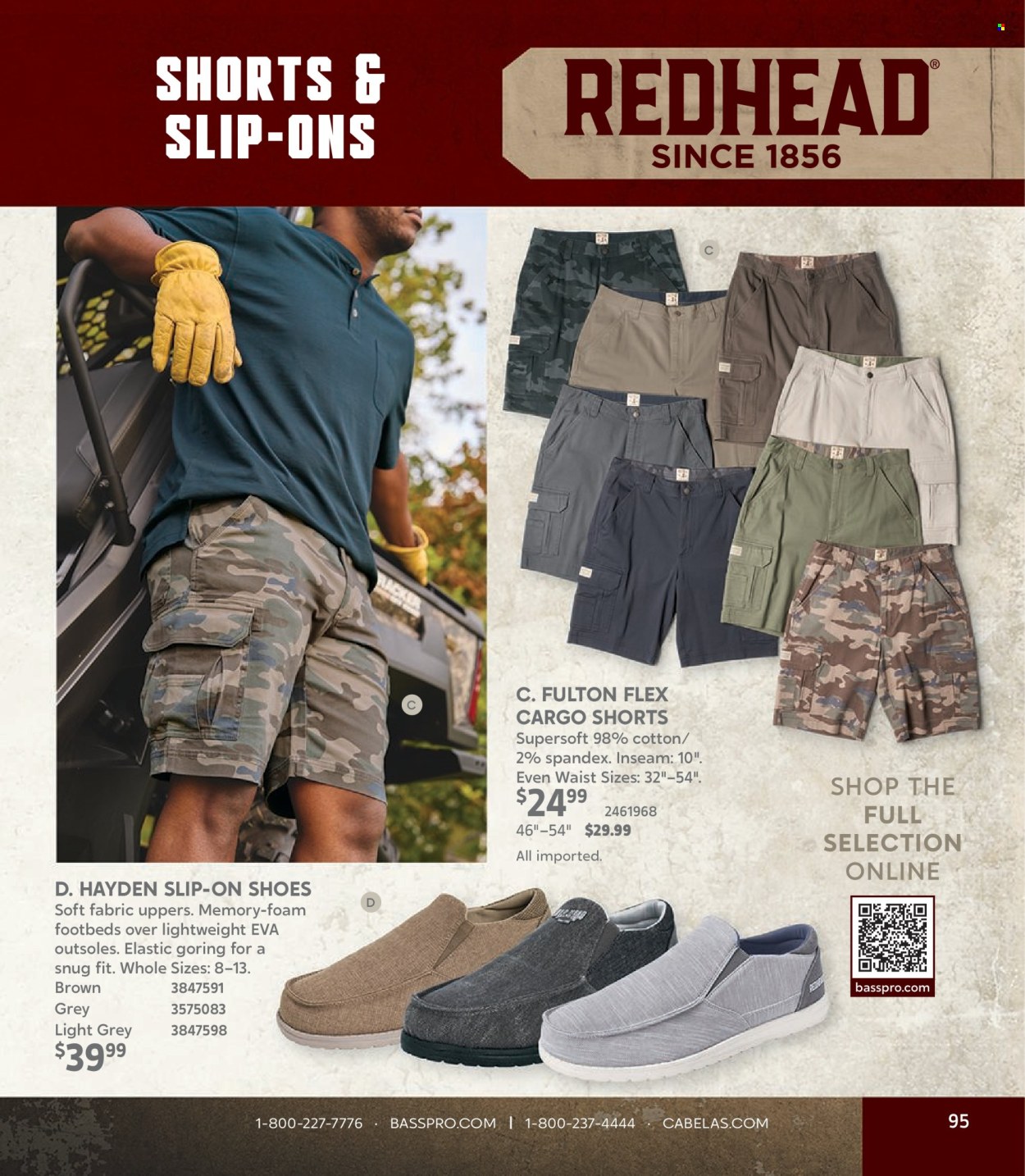 thumbnail - Bass Pro Shops Flyer - Sales products - shoes, slip-on shoes, shorts, Snug. Page 95.