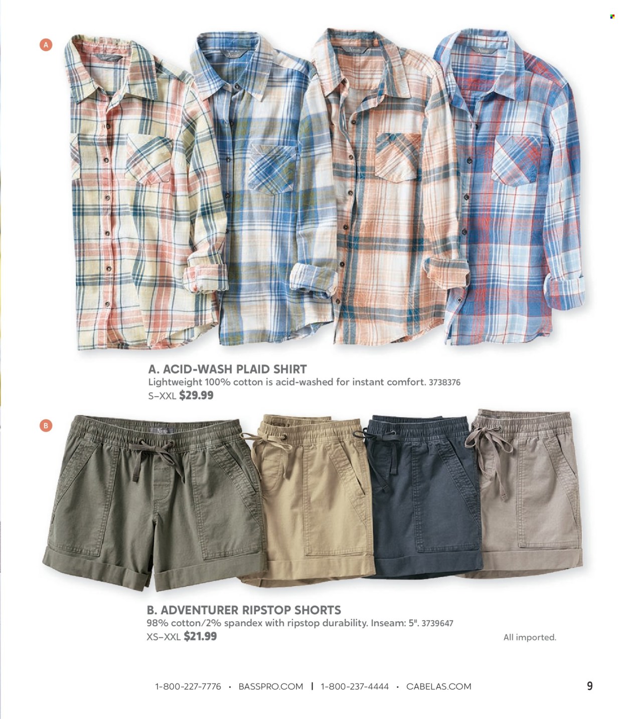 thumbnail - Cabela's Flyer - Sales products - shorts, shirt. Page 9.
