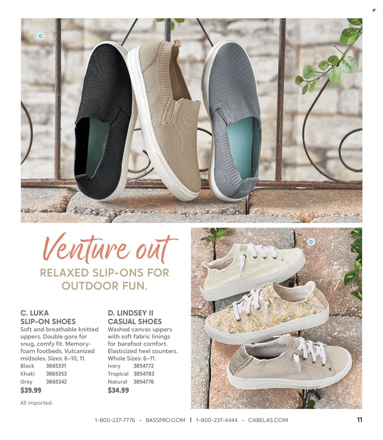 thumbnail - Cabela's Flyer - Sales products - shoes, slip-on shoes, Snug. Page 11.