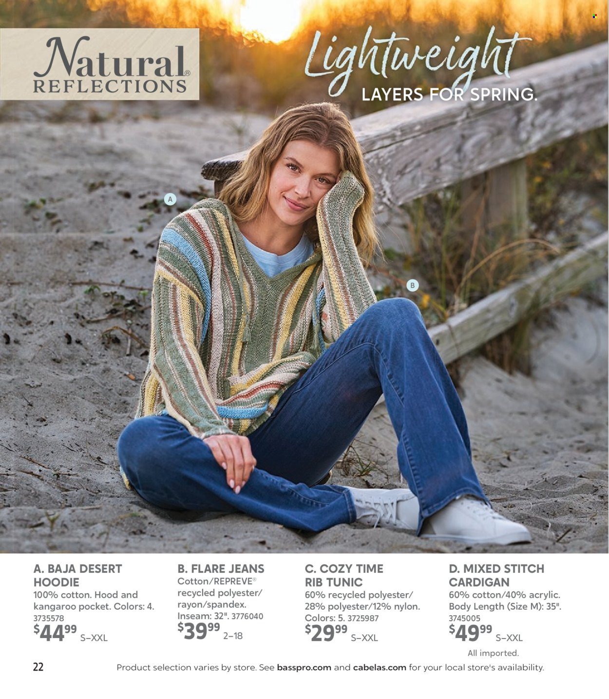 thumbnail - Cabela's Flyer - Sales products - hoodie, jeans, cardigan. Page 22.