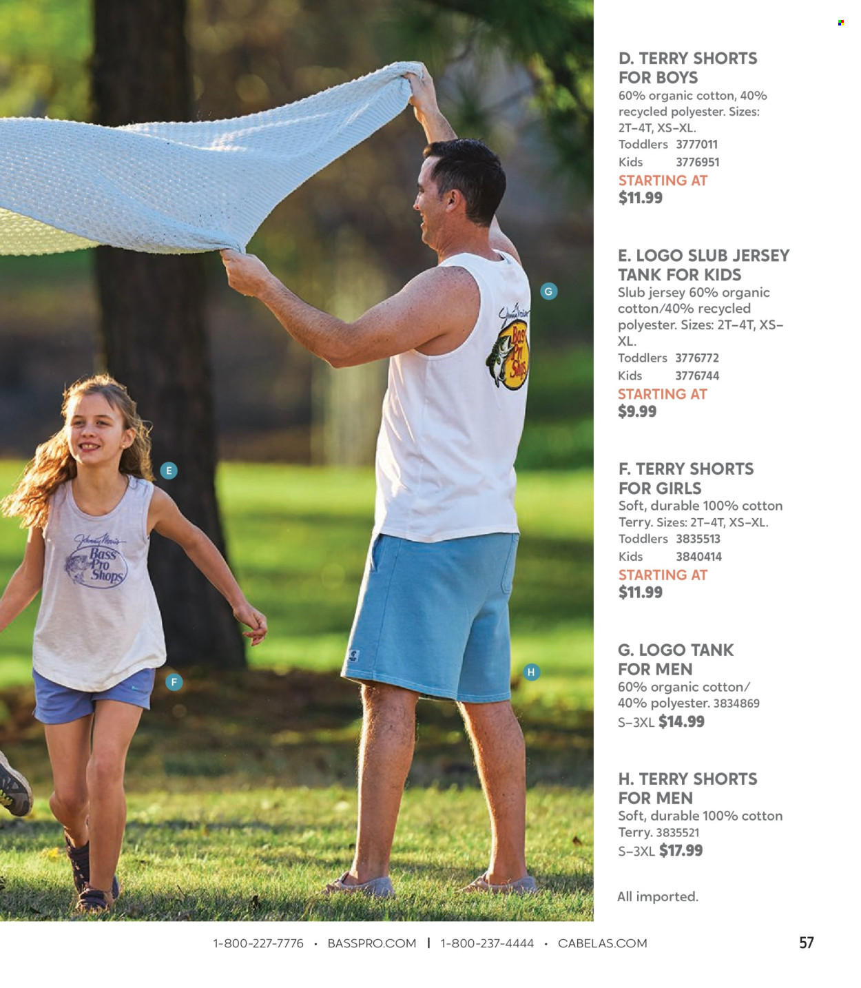 thumbnail - Cabela's Flyer - Sales products - tank, jersey, Bass Pro. Page 57.