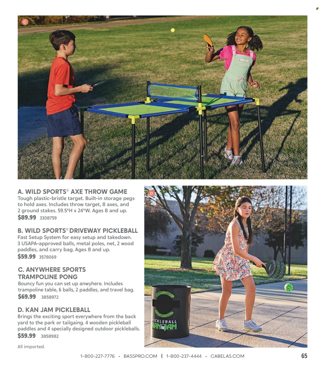 thumbnail - Cabela's Flyer - Sales products - blanket, table, carry bag, trampoline, Axe. Page 65.