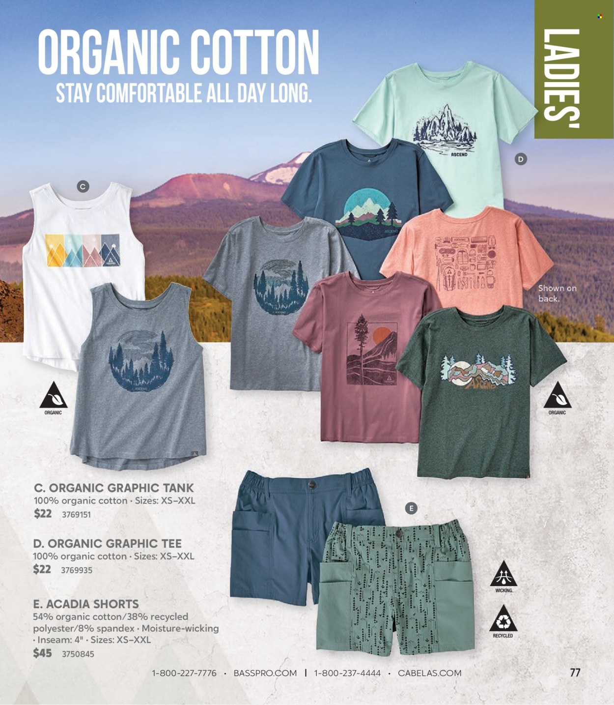 thumbnail - Cabela's Flyer - Sales products - shorts, t-shirt. Page 77.