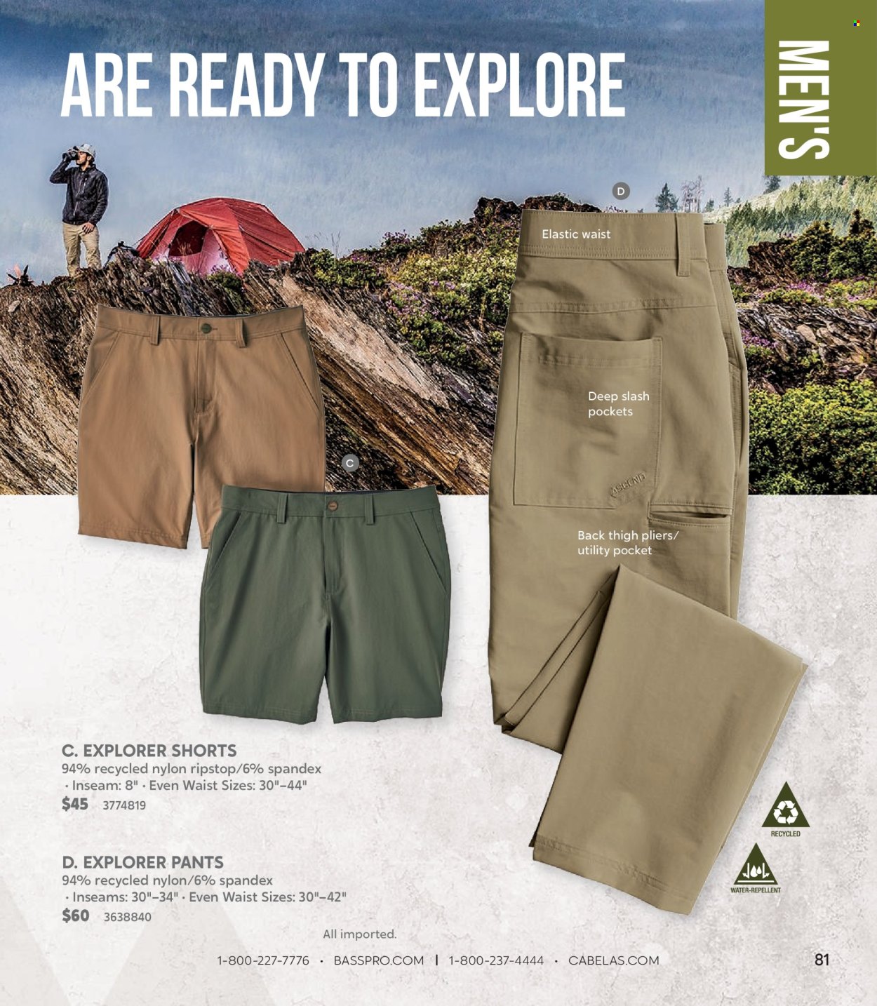thumbnail - Cabela's Flyer - Sales products - shorts, pants, pliers. Page 81.