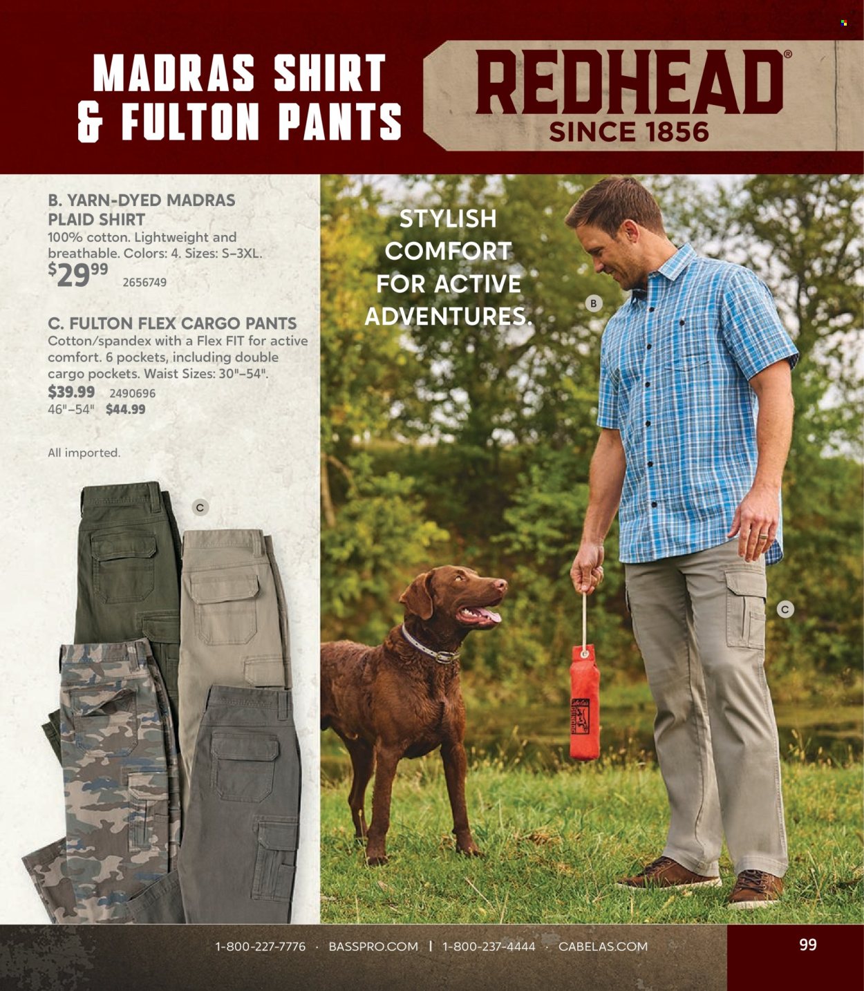 thumbnail - Cabela's Flyer - Sales products - cargo pants, pants, shirt. Page 99.