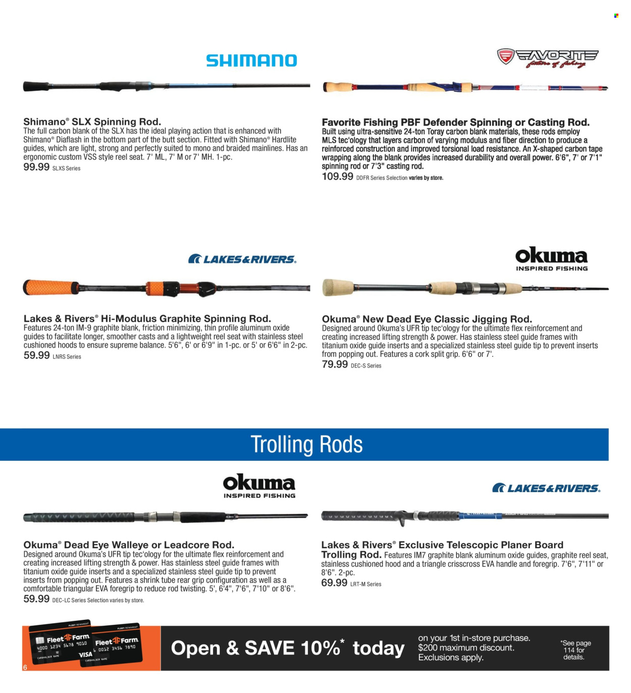 thumbnail - Fleet Farm Flyer - 03/28/2024 - 07/03/2024 - Sales products - Shimano, reel, fishing rod, nutritional supplement. Page 6.