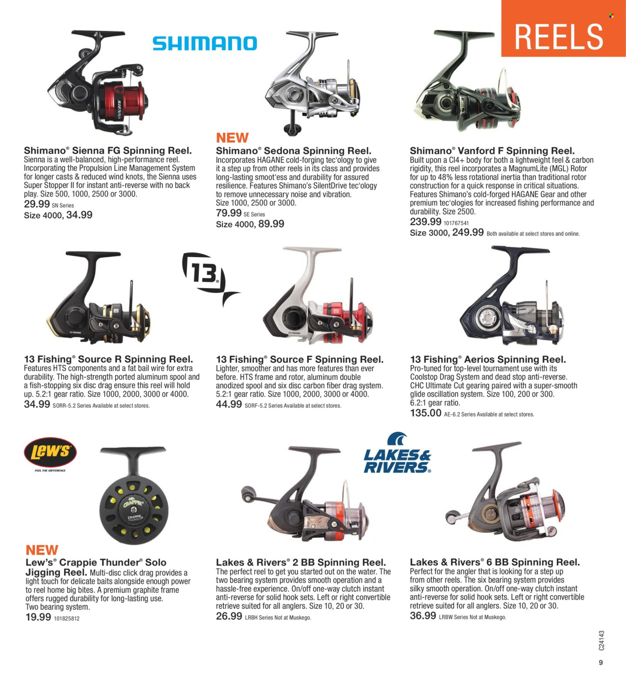 thumbnail - Fleet Farm Flyer - 03/28/2024 - 07/03/2024 - Sales products - hook, fish, Shimano, reel, spinning reel, fishing rod, nutritional supplement. Page 9.