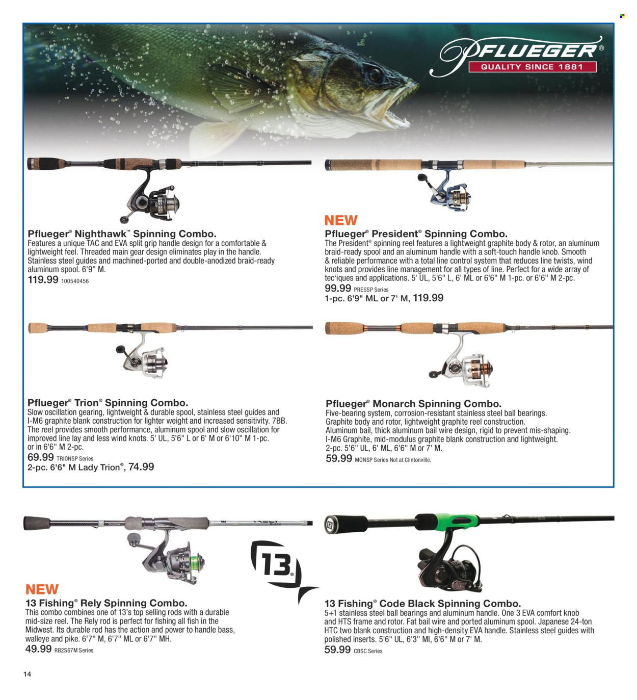 thumbnail - Fleet Farm Flyer - 03/28/2024 - 07/03/2024 - Sales products - fish, Monarch, reel, spinning reel. Page 14.