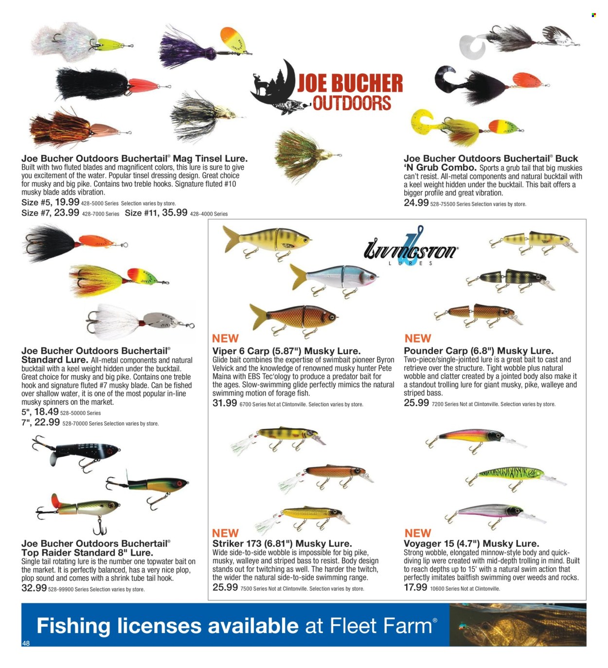 thumbnail - Fleet Farm Flyer - 03/28/2024 - 07/03/2024 - Sales products - dressing, water, hook, fish, viper, Pioneer, Hunter. Page 48.