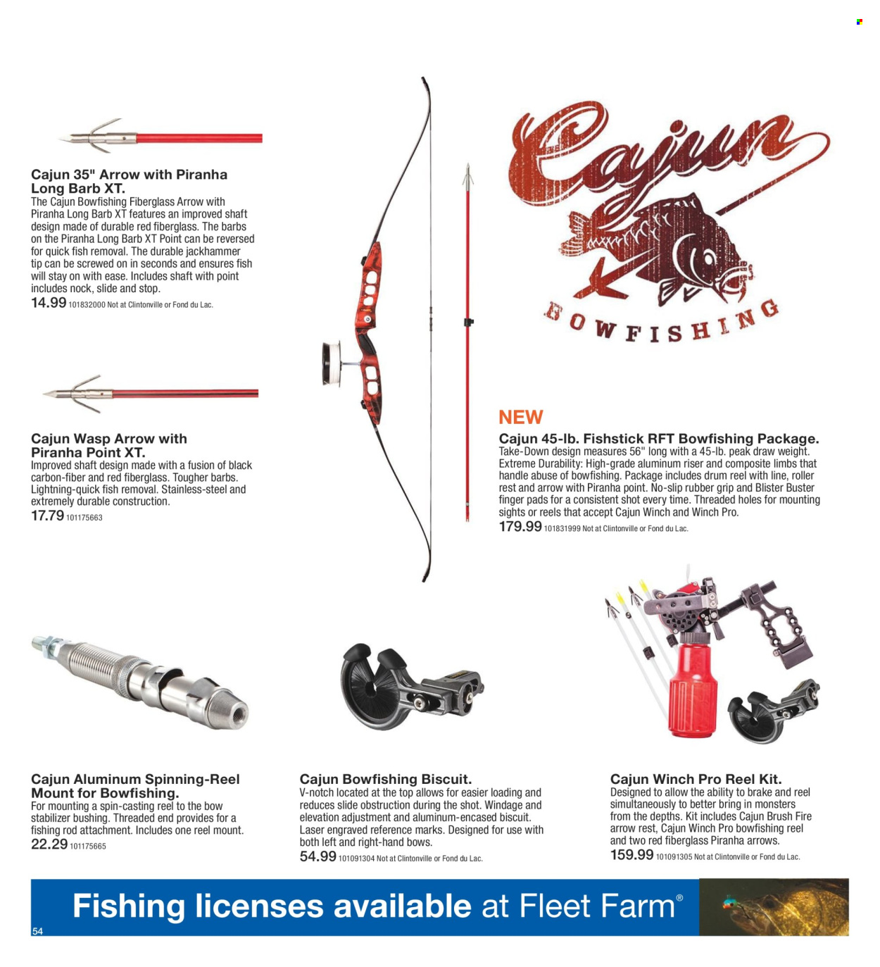 thumbnail - Fleet Farm Flyer - 03/28/2024 - 07/03/2024 - Sales products - pads, eraser, fish, fishing rod, roller, laser. Page 54.