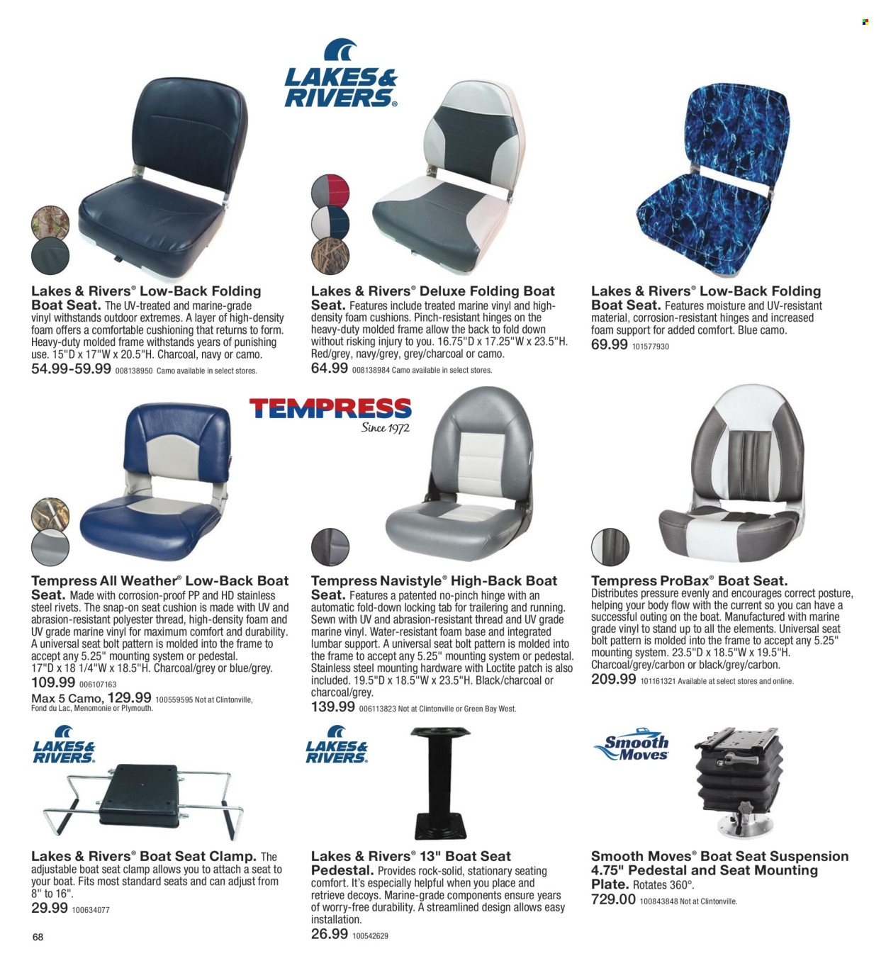 thumbnail - Fleet Farm Flyer - 03/28/2024 - 07/03/2024 - Sales products - water, plate, seat cushion, cushion, bolt, clamp, pedestal, nutritional supplement. Page 68.