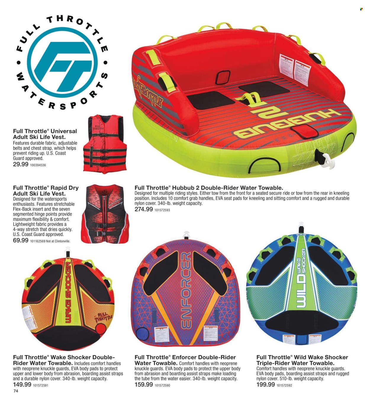 thumbnail - Fleet Farm Flyer - 03/28/2024 - 07/03/2024 - Sales products - water, chair pad, vest, strap. Page 74.