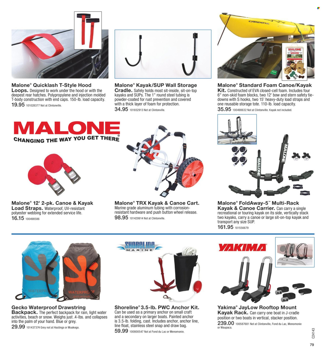 thumbnail - Fleet Farm Flyer - 03/28/2024 - 07/03/2024 - Sales products - bag, boat, anchor kit, cart, storage tote, palm. Page 79.